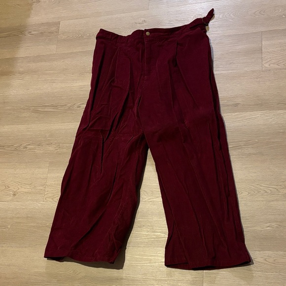 Burgundy Wide Legged Corduroy Pants - Picture 1 of 4